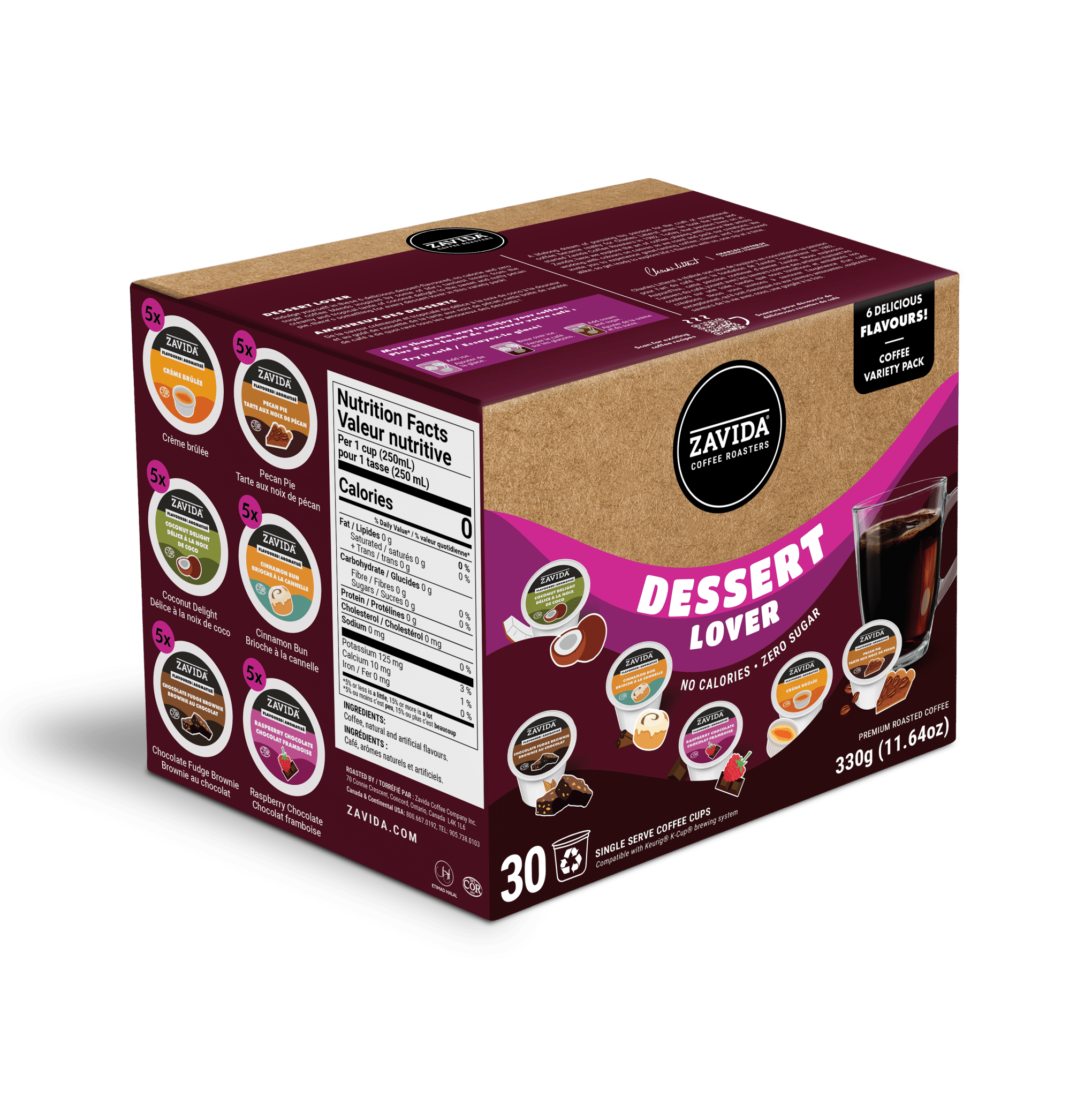 K - Cup Dessert Lovers Variey Pack (30 pods) - Zavida Coffee