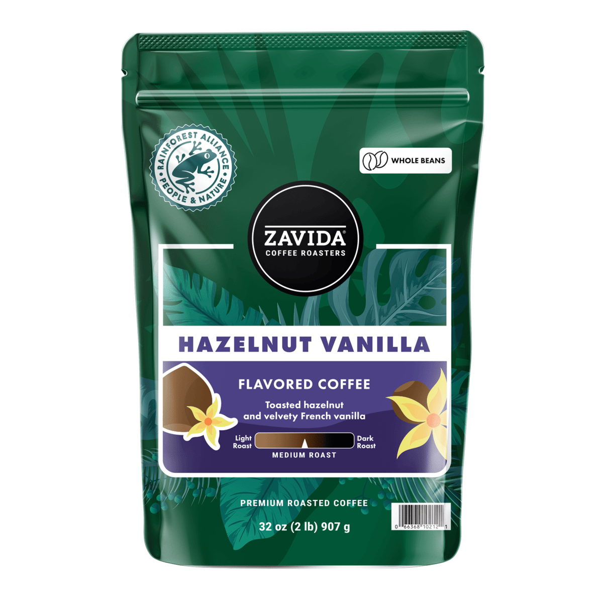 Hazelnut Vanilla Rainforest Alliance Coffee - Whole Bean - Zavida Coffee