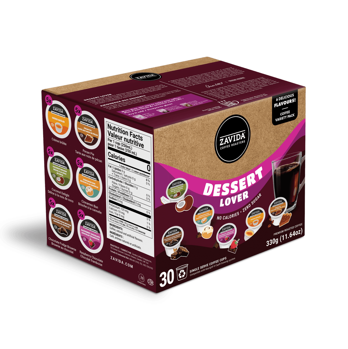 K - Cup Dessert Lovers Variey Pack (30 pods) - Zavida Coffee