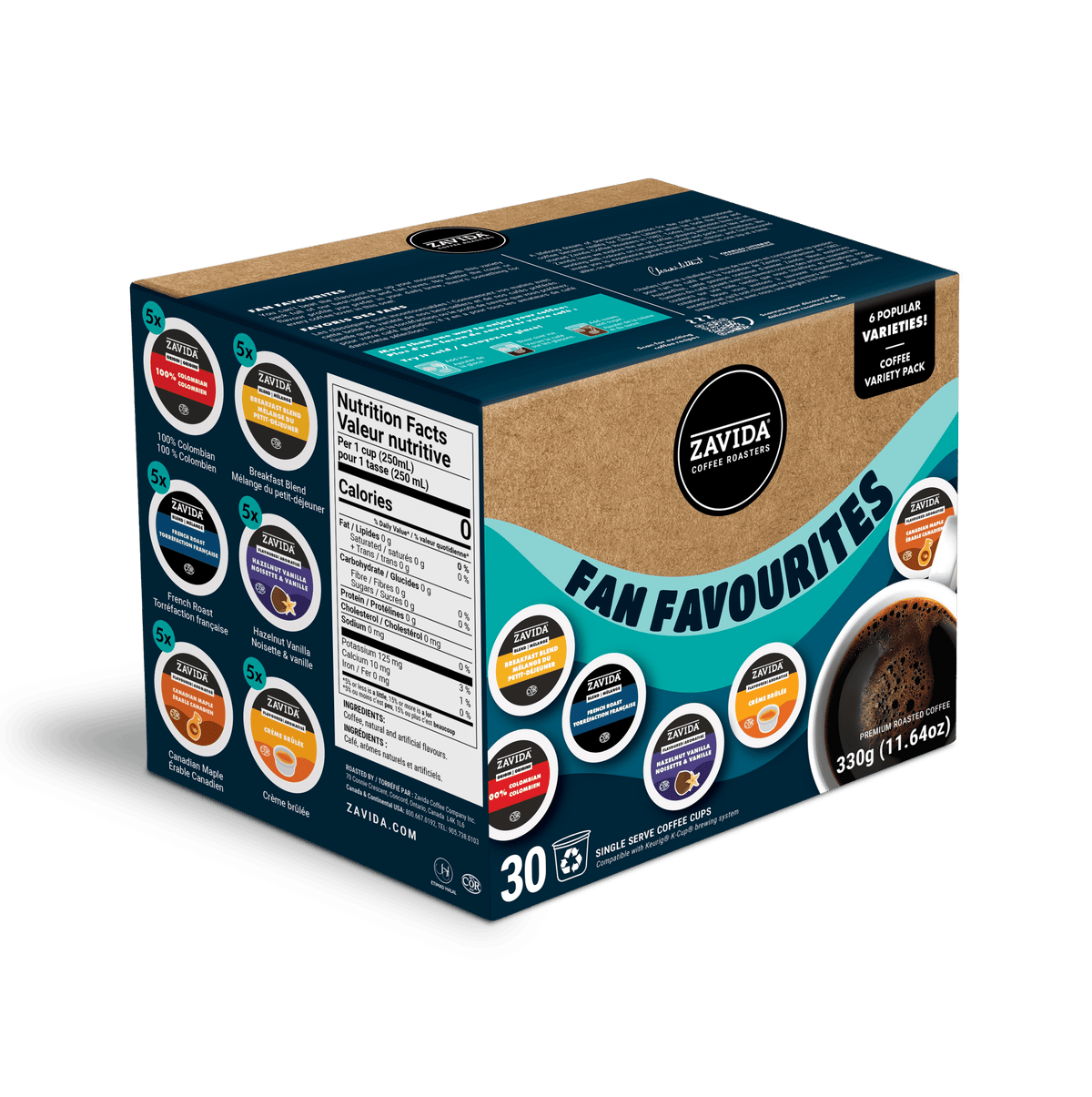 K - Cup Fan Favourites Variey Pack (30 pods) - Zavida Coffee