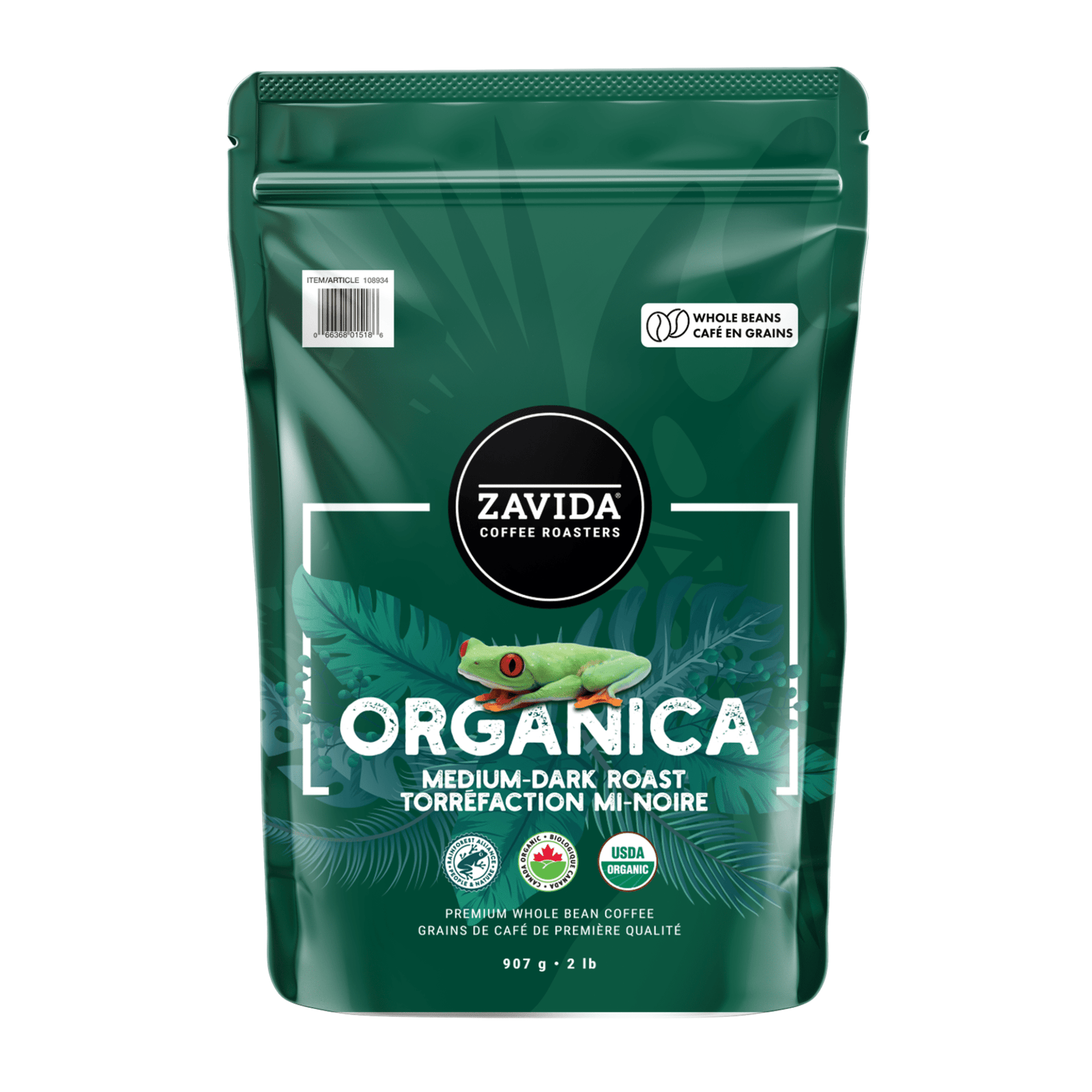 Organica Rainforest Alliance Coffee - Medium - Dark Roast - Whole Bean - Zavida Coffee