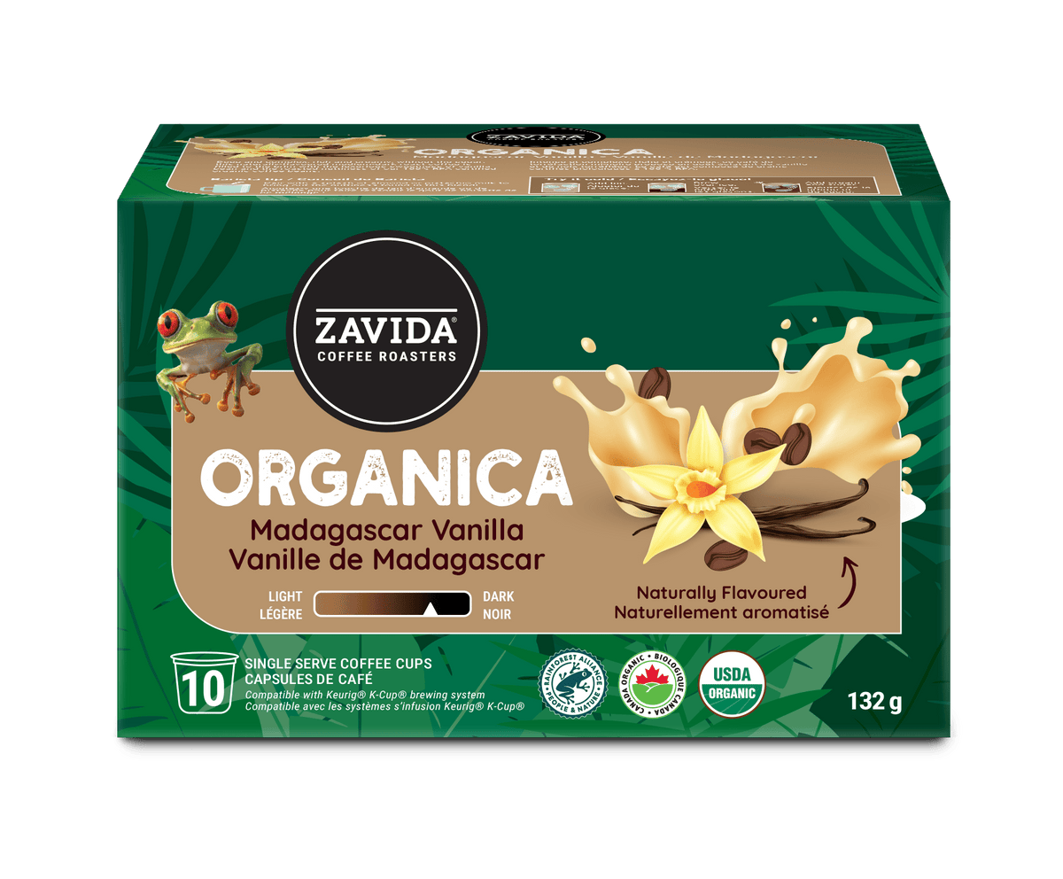 Organica Rainforest Alliance Madagascar Vanilla Single Serve Coffee - 10 Pods - Zavida Coffee