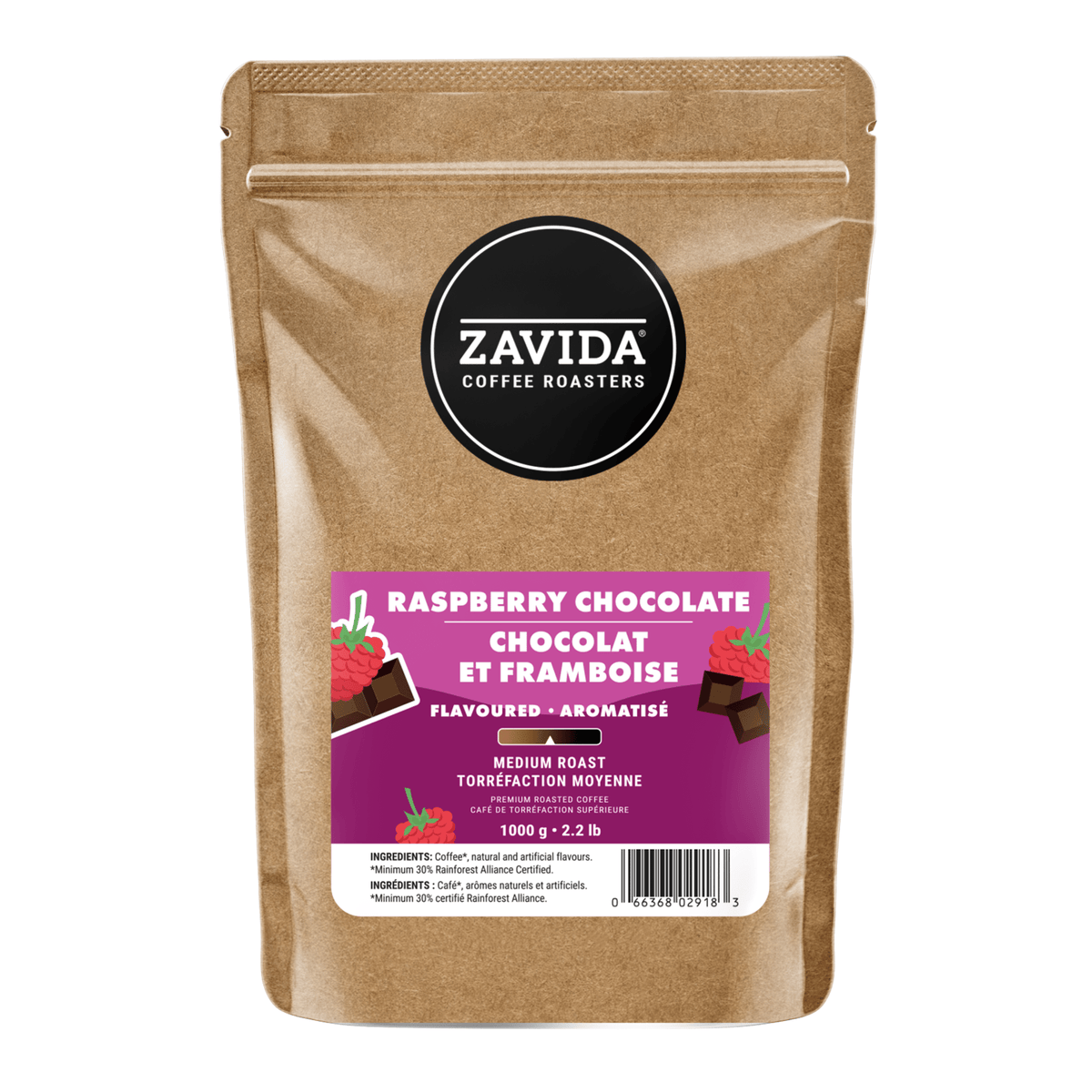 Raspberry Chocolate Coffee - Whole Beans - Zavida Coffee