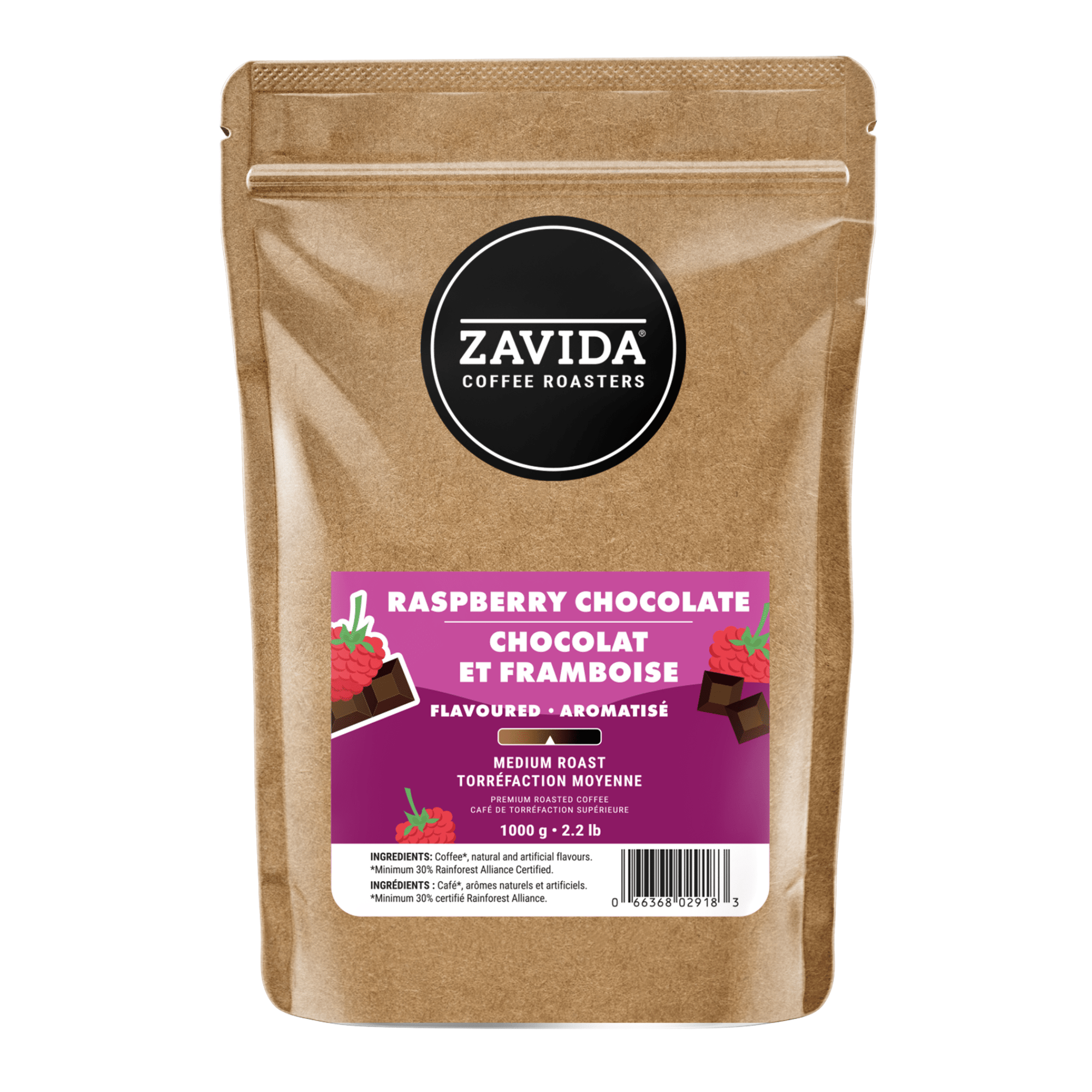 Raspberry Chocolate Coffee - Whole Beans - Zavida Coffee