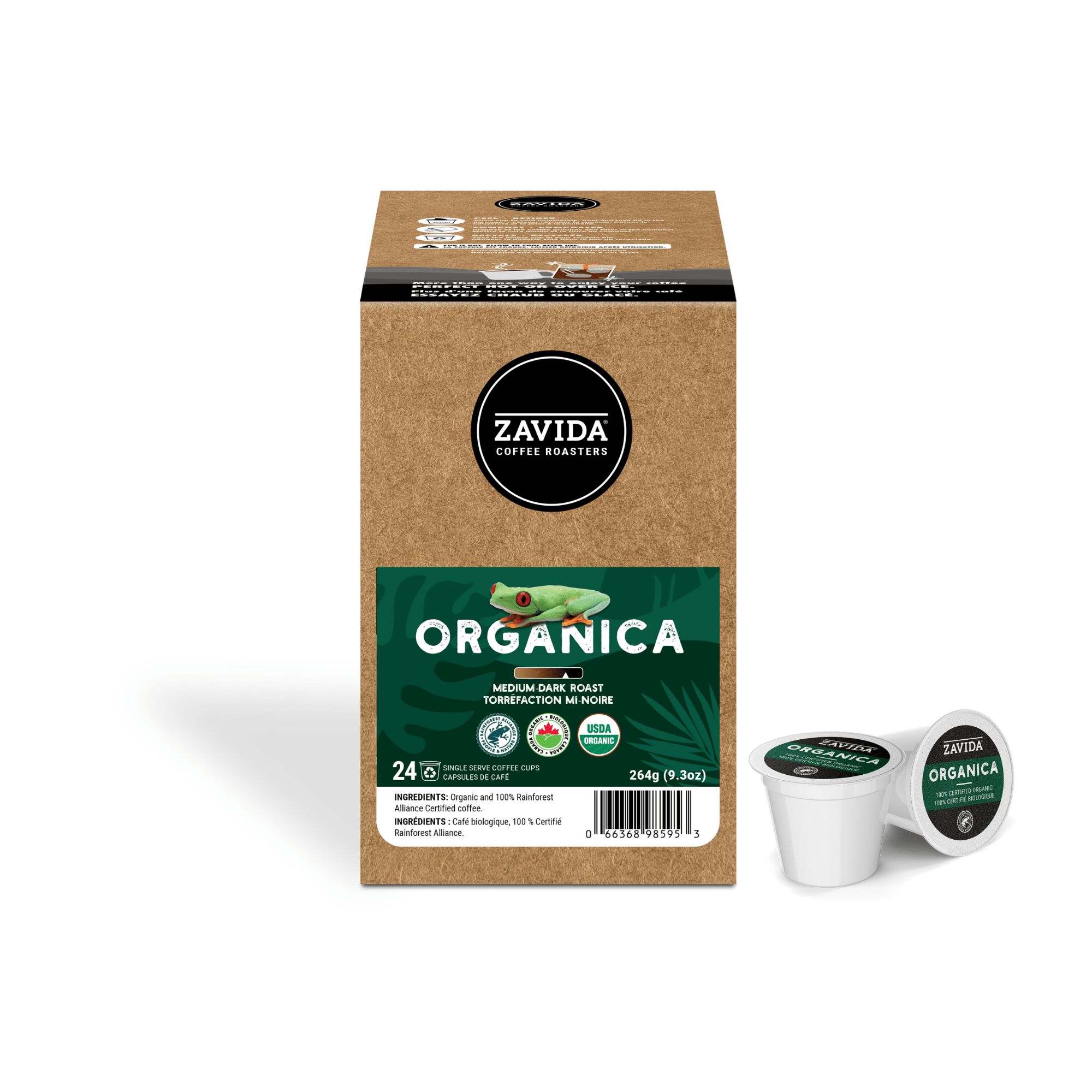 Organica Rainforest Alliance Single Serve Coffee - Medium-Dark Roast - 24 Pods - Zavida Coffee